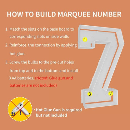3FT Light Up Numbers Letters, Mosaic Numbers - Image 4