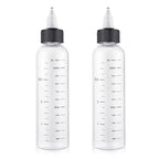 BESARME 2 Pack Applicator Bottles for Hair Oil - 4 Ounce Plastic Squeeze Bottles with Clear Graduated Scale