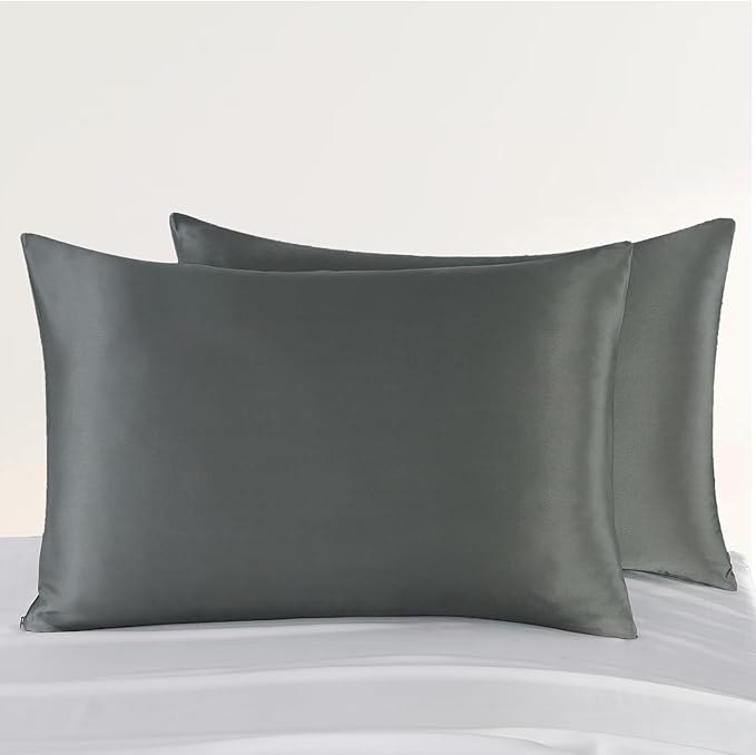 ZIMASILK Upgraded 100% 6A Grade Pure Mulberry Silk Pillowcase for Hair and Skin Silk Pillow Cases with Reinforced Hidden Zipper, More Soft & Durable, Gift Box (King 20"x36" Charcoal)