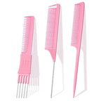 TsMADDTs Hair Combs Set, 3PCS Fine Tooth Rat Tail, Parting, Lift Teasing Combs for Women and Men Hair styling