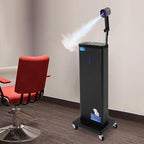 Standing Nano Mist Hair Steamer 1300W, Multifunctional Micro Mist Salon Hair Processor w/ 360°Swivel Wheels, 27oz 9-Gear Adjustable Salon Nanoscale Sprayer for Hair Deep Care(1300W Black)