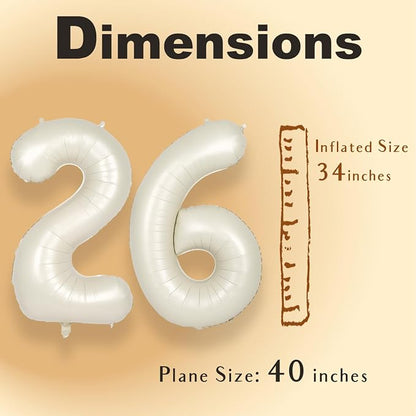 SUWEN 40 Inch Cream White Large 26 Balloon Numbers Big Foil Helium 0-9 | Jumbo - Image 3