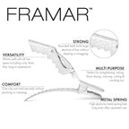 FRAMAR Glitter Hair Clip Set - Alligator Clips For Hair Styling, Hair Styling Clips Sectioning, Glitter Hair Clips For Women Styling, Salon Hair Clips – Firm Hold Without Slipping – 4 Pack