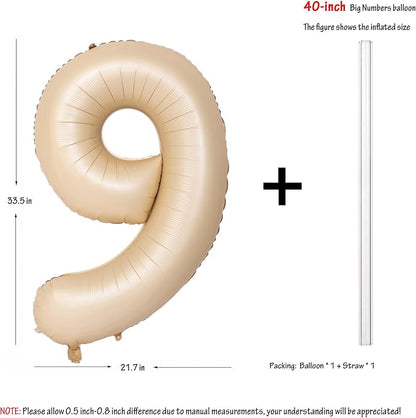 40 In Caramel Number Balloons Helium Foil Mylar latex Balloon Digital 9 | - Image 3