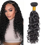Bundles Human Hair Color 1B Water Wave Bundles Niegmeag Brazilian Virgin Remy Hair 1 Bundle 12 Inch Natural Black Wet and Wavy Bundle Double Weft Hair Weave