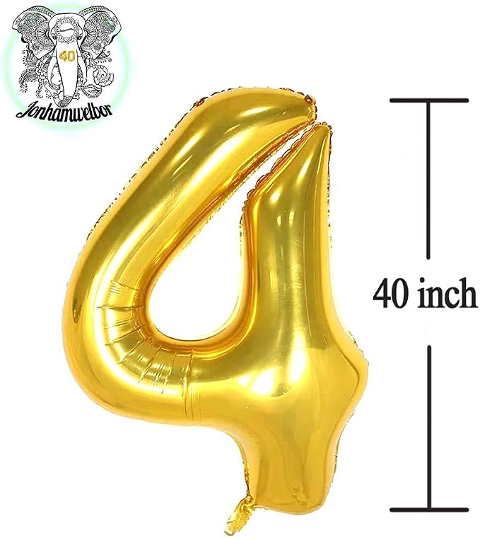 Jonhamwelbor 40 Number Balloons Gold Big Foil Mylar Giant Jumbo 40 Balloons - Image 2