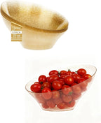 BESTSTAR Clear and Gold Gliter Plastic Serving Bowls 8 Pack 20OZ – Angled Disposable Party Bowls for Chips, Salad, Fruit & Candy – Heavy Duty Clear Serving Bowls for Parties, Buffet, Christmas