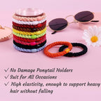 J.CARP 8Pcs Mixed color Hair Ties for Women Girls, Elastics Hair Bands Ponytail Holders, No Damage No Crease Hair Elastics, Perfect for Girls and Women with Thick or Curly Hair, Style 25