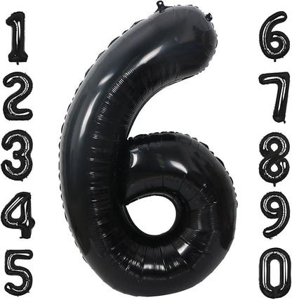 40 Inch Black Number 6 Balloons Helium Giant Black 6 Balloons by LHOAVWE