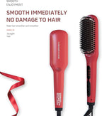 Updated Megawise Pro Ceramic Ionic Hair Straightener Brush – Fast 20s Heating, Auto-Off, Anti-Scald, Dual Voltage, Rotatable Power Cord – Home Salon Styling (Tomato Red)