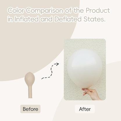 Awenztech 122pcs White Sand Balloons 18 12 10 5 inch Different Sizes Beige - Image 4