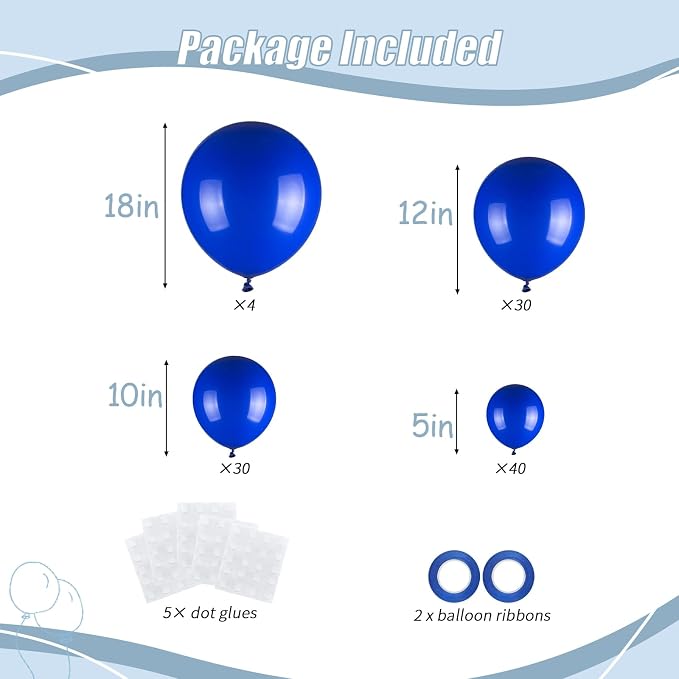 104pcs Royal Blue Balloon Garland Arch Kit Different Sizes 18/12/10/5 Inch | - Image 2