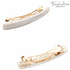 French Amie Small 2 1/4 inch Celluloid Handmade Hair Barrette No Slip Grip Durable Styling Women Hair Accessories Hair Clip for Girls, Made in France(Ivory)