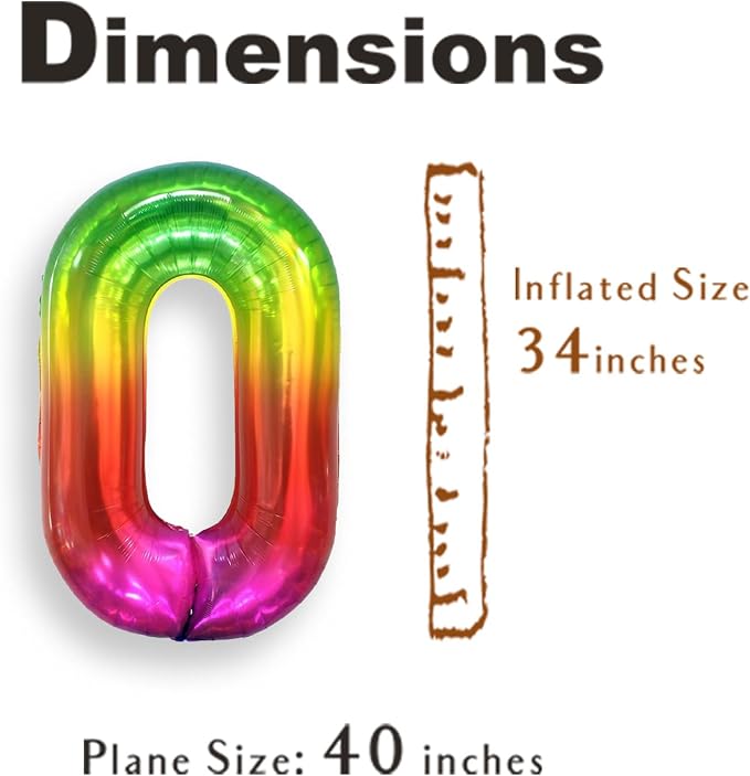 SUWEN Rainbow Number 0 Balloon 40 Inch, Big Colorful Balloons 0-9 | Large - Image 4