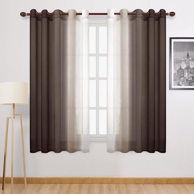 DWCN Ombre Faux Linen Sheer Curtains by DWCN