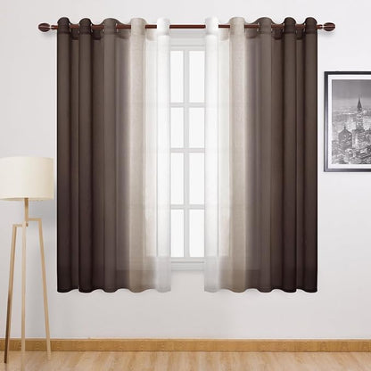 DWCN Ombre Faux Linen Sheer Curtains by DWCN