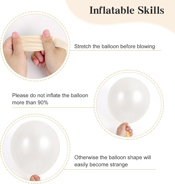RUBFAC White Balloons Different Sizes Pearl White Balloon Arch Kit 129pcs | - Image 3