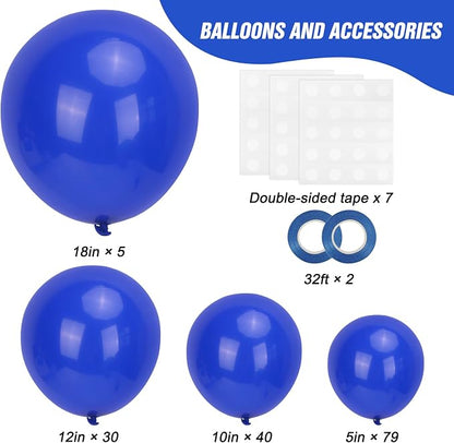 RUBFAC Blue Balloons Different Sizes Royal Blue Balloon Arch Kit 154pcs | - Image 2