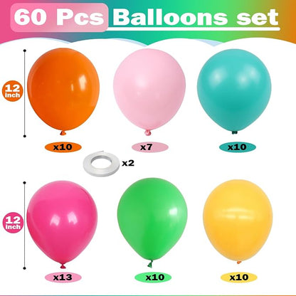 Mexican Fiesta Balloon, 60 Pack 12 Inch Rainbow Colors Balloon - Image 2