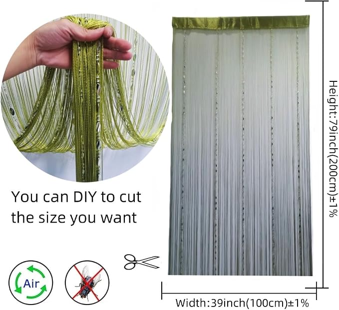 ave split 100cmX200cm Decorative Door String Curtain Beads Wall Panel Fringe - Image 5