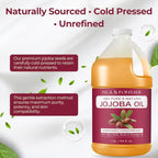 ISLA & FONTANE Jojoba Oil – 64 fl oz | 100% Pure & Natural | Golden, Unrefined, Cold Pressed | Hexane-Free Carrier Oil for Skin, Hair, Face, Nails & Body Moisturizing