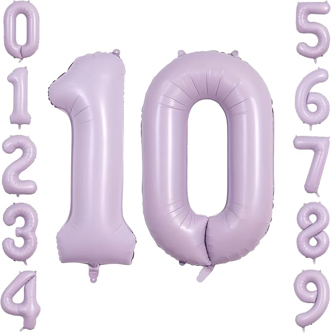 40" Pastel Purple Foil Number 10 Balloon by TNCDJKPA