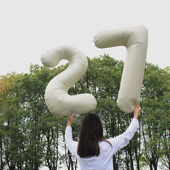 Number Balloons Cream 7 Balloon 40 inch - Image 2