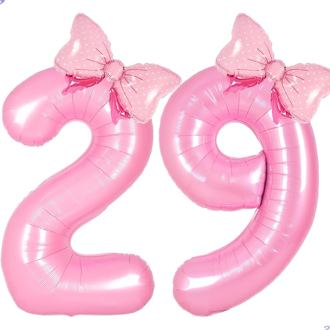 Pink Bow Birthday Decorations 29 Balloon Numbers by Unknown