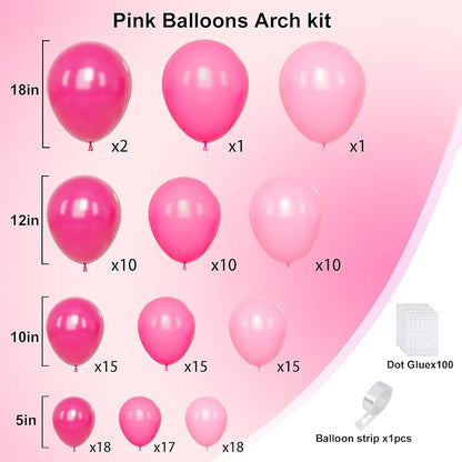 Pink Balloon Arch Kit, Metallic Hot Pink Balloons - Image 2