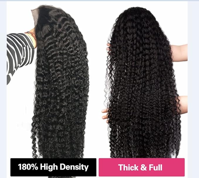 32 Inch Deep Wave Lace Front Wig Human Hair 13x4 Curly Wigs for Black Women Pre Plucked with Natural Baby Hair 180 Density Brazilian Virgin Lace Frontal Wet and Wavy Wig Human Hair
