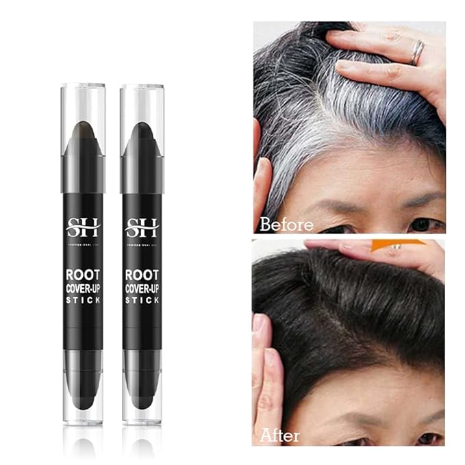 gowwim Root Touch Up Dark Brown, Quick Stick Instant Concealer for Roots and Grays (Black)