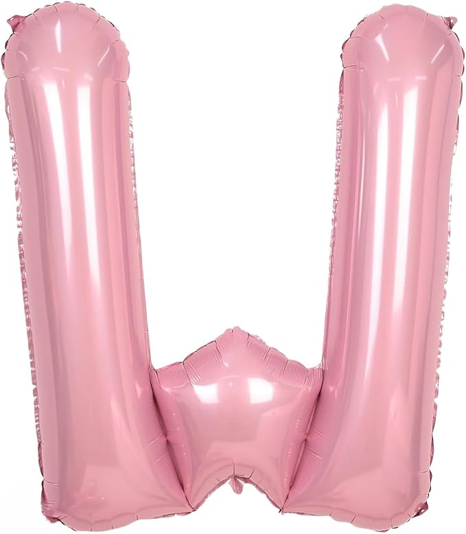 Pink Letter W Balloons, W Balloon 40 Inch Foil Helium W Balloon Letter | Pink W by BBPOOL