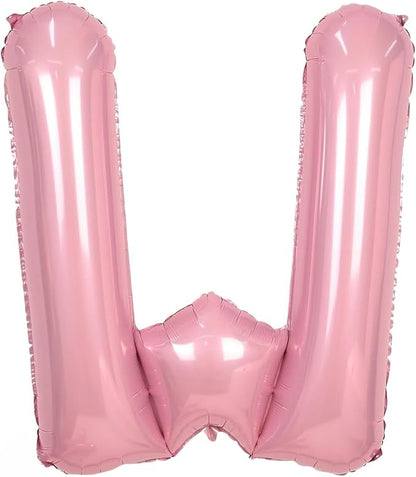 Pink Letter W Balloons, W Balloon 40 Inch Foil Helium W Balloon Letter | Pink W by BBPOOL