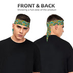Boys Girls Turquoise Green Yellow Cheetah Leopard Print Sports Sweat Bands Boho Style Beauty Skinny Hair Band Headdress for Sports Fitness Shower