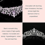 Didder Silver Tiaras and Crowns for Women - Light Purple Crystal Princess Headbands for Bridal, Wedding, Prom, Birthday Parties