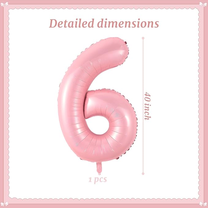 40 Inch Pink Number 6 Balloon Suitable - Image 2