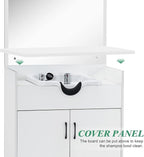 BarberPub Backwash Shampoo Bowl Sink Chair Station with Mirror Salon Styling Cabinet Spa Equipment 3130 (White)