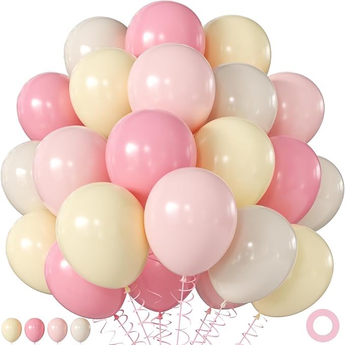 Pink and Yellow Balloons for Bee Bear Themed Baby Shower Decorations | 60Pcs by JOYFLOAT