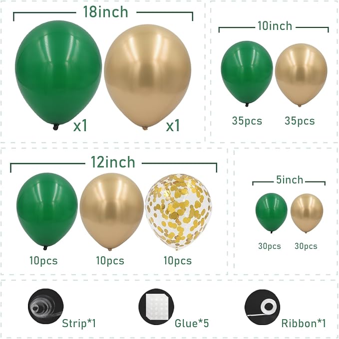 Green and Gold Balloons Arch Kit - Image 2