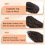 Drawstring Ponytail for Women 24 inch Boho Box Braids with Long Wavy Hair Clip in Ponytail Extension Synthetic Hair Extensions Ponytail for Daily Use (4#, 24 Inch)