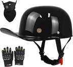 Baseball Motorcycle Helmet - Half Helmet Motorcycle Men Women for Bike Cruiser Chopper Moped Scooter with Gloves and Masks, Dot Approve