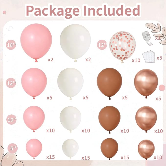 Dusty Pink Balloon Arch Kit, Rose Gold, Sand White - Image 2