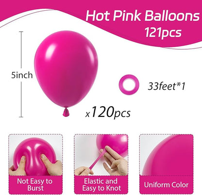 Awenztech 120pcs 5 inch Hot Pink Latex Balloons | Wedding, Engagement, Bridal - Image 2