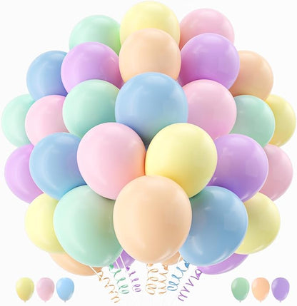 160 Pack Pastel Balloons 12 Inch Pastel Rainbow Multicolor Macaron Balloons by PAXILE