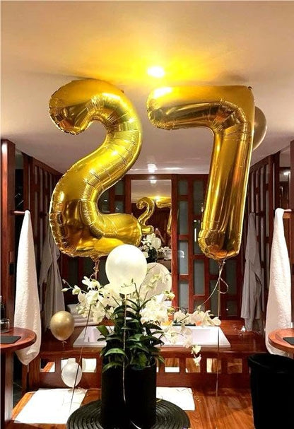 Gold Number 7 Balloon 40 inch, Balloon numbers party supplies, deco photo shoot - Image 4