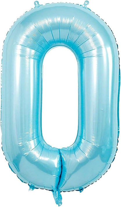 40 Inch Light Blue Number 0 Balloon | Suitable by GLASNES