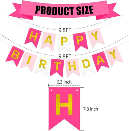 Pre-Strung Pink Happy Birthday Banner Sign - Image 3