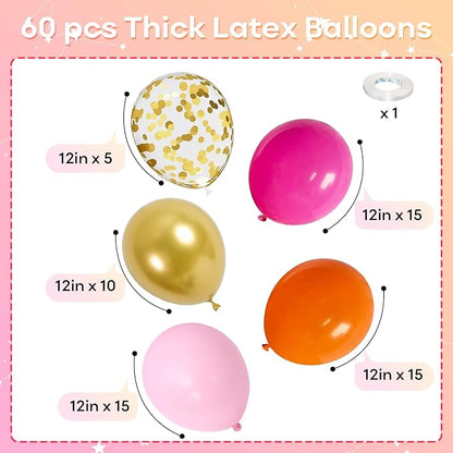 HILAVO Pink and Orange Balloons 12 Inch Pastel Hot Pink Orange Latex Balloon - Image 2