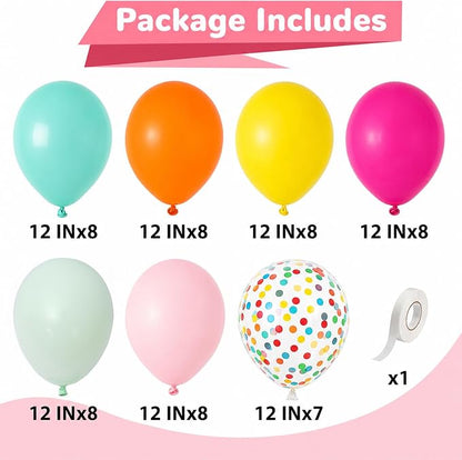 HILAVO Rainbow Balloons 12 Inch 55 Pcs Multicolor Colorful Balloon Hot Pink - Image 2