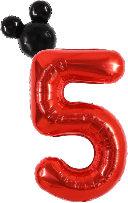40 Inch Red Foil Number 5 Balloon by Vuzvuv